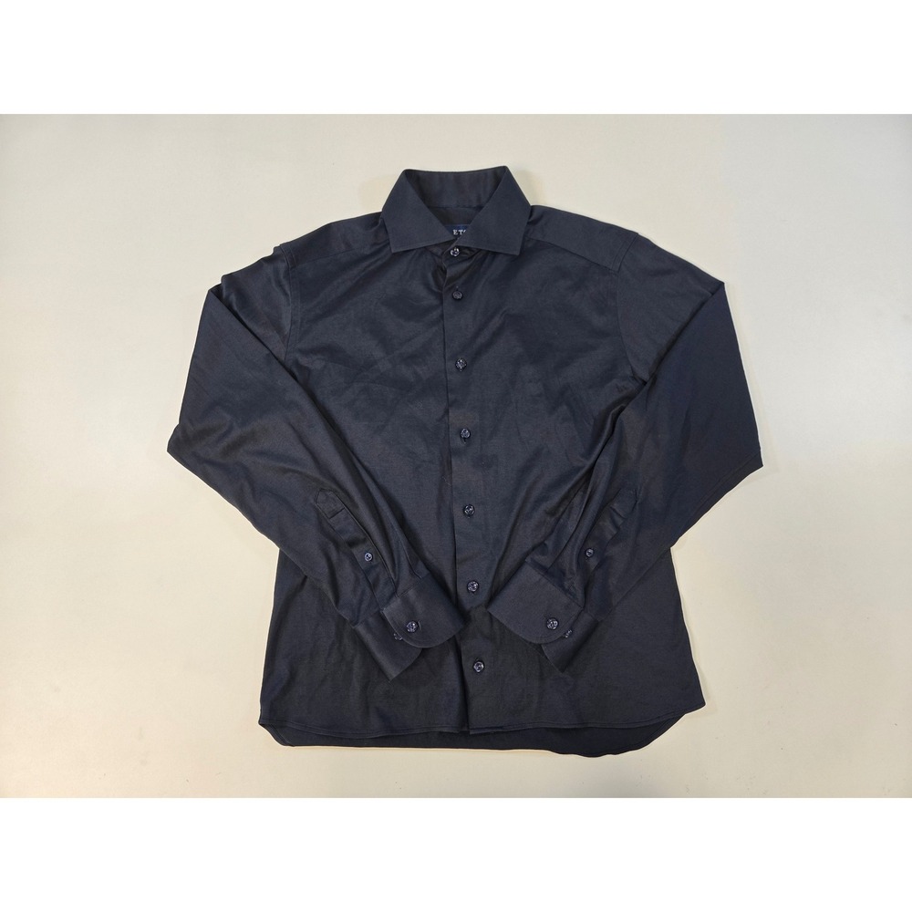 Eton Contemporary Fit Dress Shirt Navy Blue Mens 15.5 39 Medium Long Sleeve